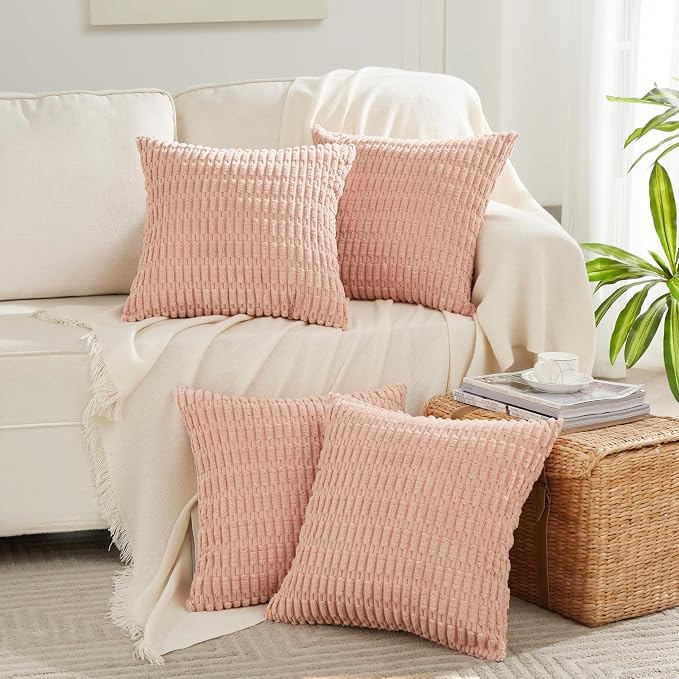 Fancy Homi 4 Packs Boho Pink Decorative Throw Pillow Covers 26x26 Inch - Image 6