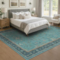 Teal 7x10 Large Rug for Living Room, Washable Soft Area Rugs for Bedroom Under by HazoHaus