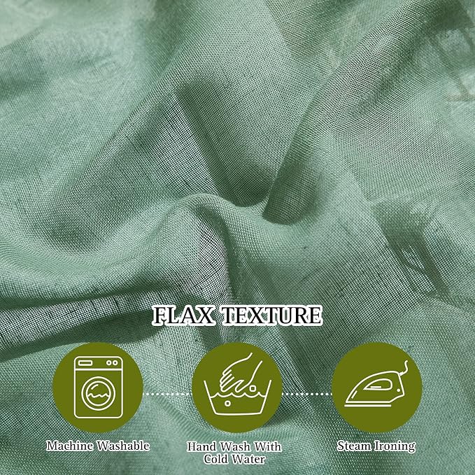 NICETOWN Olive Green Curtains Linen Sheer Texture - Image 3
