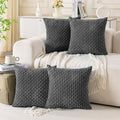 Set of 4 Dark Grey Decorative Throw Pillow Covers 20x20 Inch Corduroy Pillow by Cozoomy