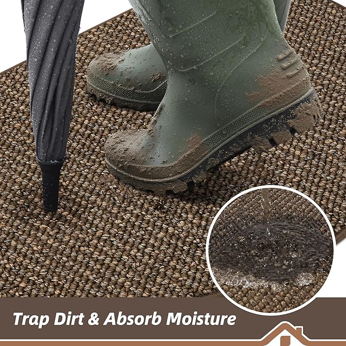 BEQHAUSE Dirt Trapper Door Mat 32" x 48" Half Circle Non Slip Rugs, Absorbent - Image 3