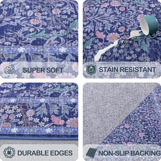 9x12 Washable Area Rugs for Living Room, Stain Resistant Vintage Rugs for - Image 7