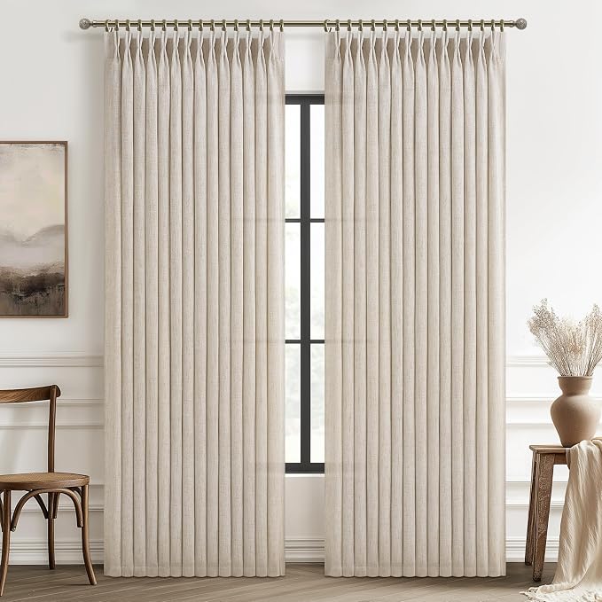 Natural Linen 60 Inch Wide Pleat High Ceiling Nursery Curtains 120 Inch Extra by PleatedDrapes