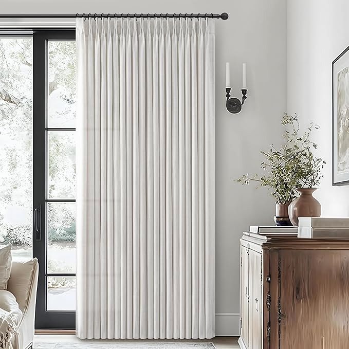 Beige White Light Filtering 60 Inch Wide Curtains 108 Inches Extra Long - Image 8