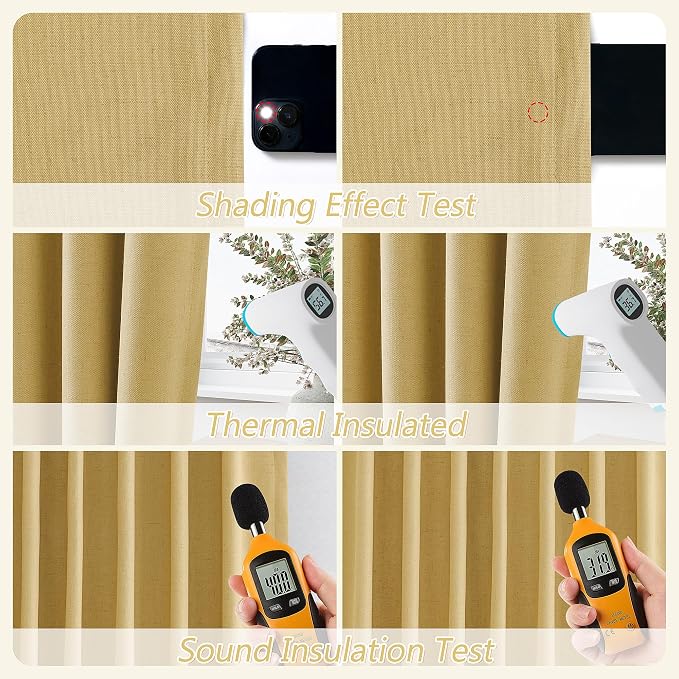 Guken 100% Blackout Curtains 90 Inch Length 2 Panels Set - Image 5