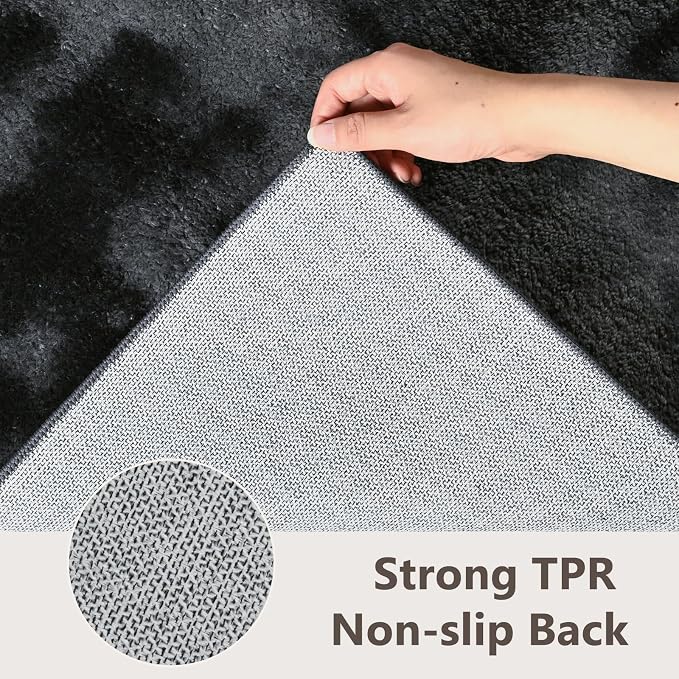2x6 Tie-dye Dark Grey Runner Rug Washable Non-Slip - Image 5