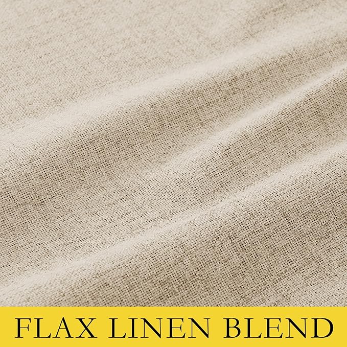 NICETOWN 100% Blackout Beige Linen Curtains 90" Length - Image 6