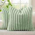 decorUhome Fall Faux Fur Throw Pillow Covers 20x20 Set of 2 Sage Green | by decorUhome