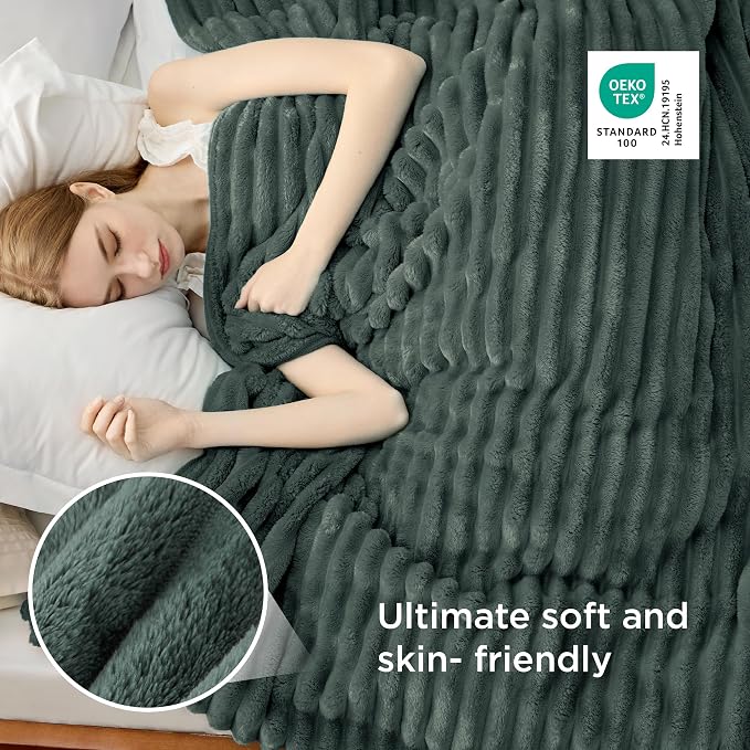 Bedsure Soft Throw Blanket for Couch Decor Gifts Mallard Green 50"x60" | - Image 5