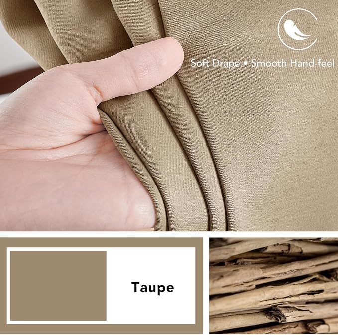 Deconovo Blackout Curtains, Thermal Insulated, W70 x L95 2 Panels, Back Tab - Image 7
