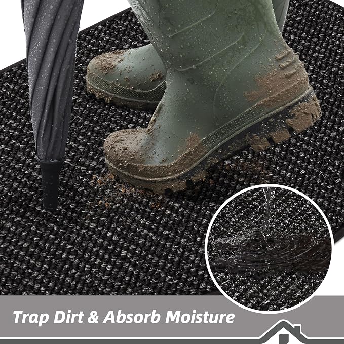 BEQHAUSE Dirt Trapper Door Mat 24" x 36" Half Circle Non Slip Rugs, Absorbent - Image 3