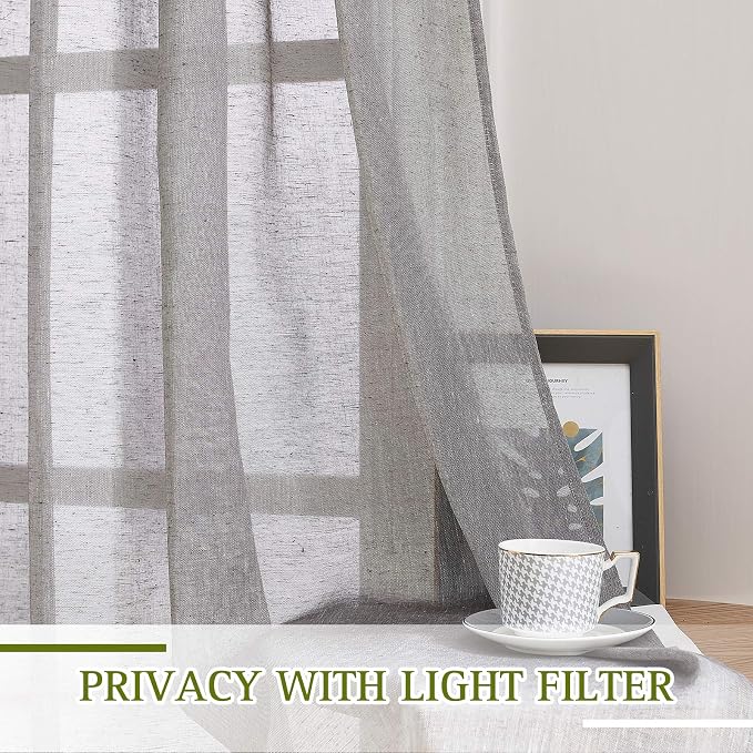 NICETOWN Linen Curtains Charcoal Grey - Image 3