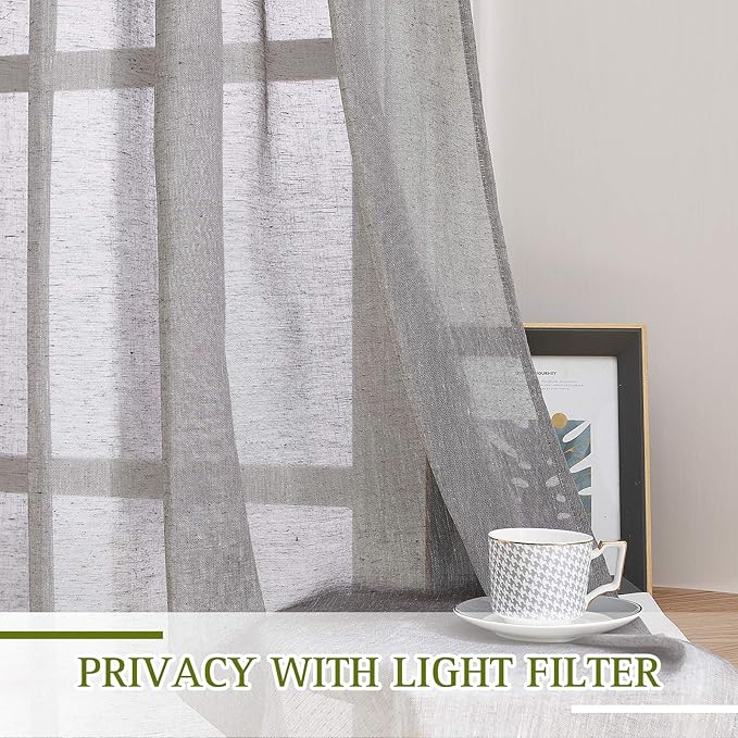 NICETOWN Sheer Curtains Flax Texture - Image 3