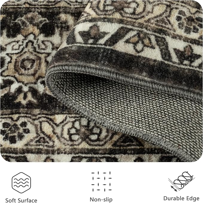 6x9 Area Rugs - Washable Vintage Retro Living Room Rug, Soft Ultra Thin Non - Image 5