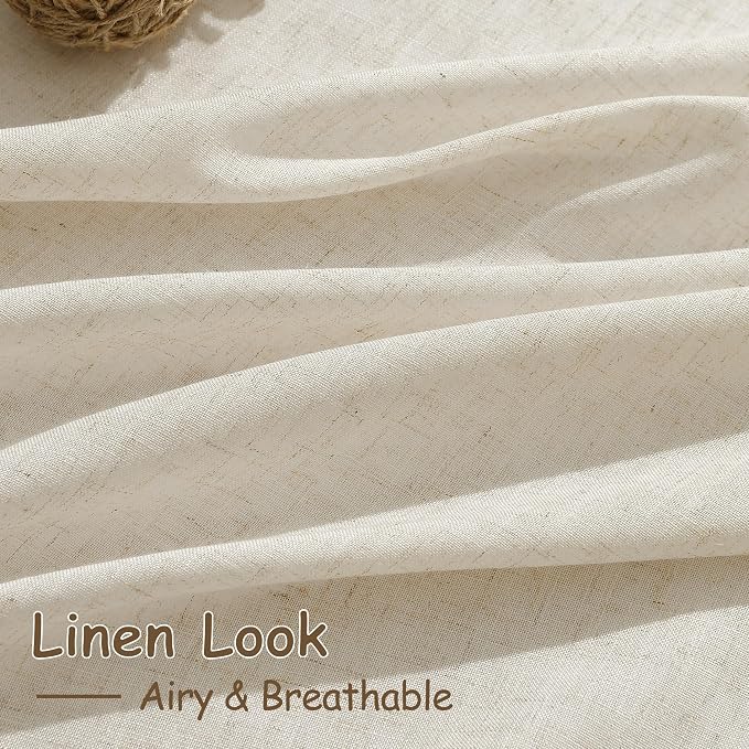 Nanspring Living Room Curtains 72 Inch Length Linen Birch Beige Luxury Light - Image 4