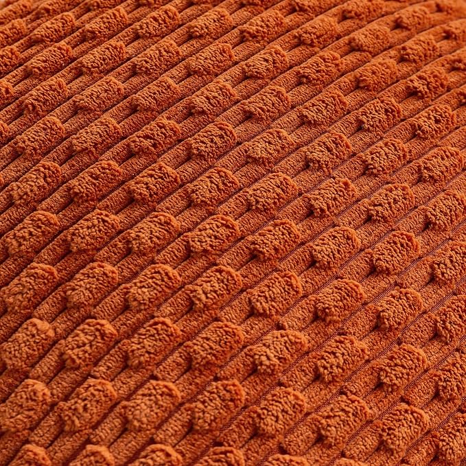 Set of 4 Burnt Orange Decorative Throw Pillow Covers 16x16 Inch Corduroy Pillow - Image 5