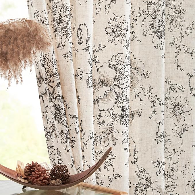 jinchan Floral Linen Lined Curtains - Image 7