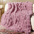 Ultra Soft Cozy Faux Fur Throw Blanket, Fuzzy Plush Thick Bubble Blanket by blunique