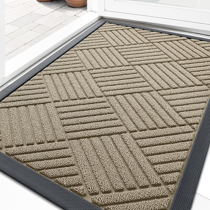 OLANLY Front Door Mat Outside Entrance 33x21, Heavy Duty Sturdy Natural Rubber by OLANLY
