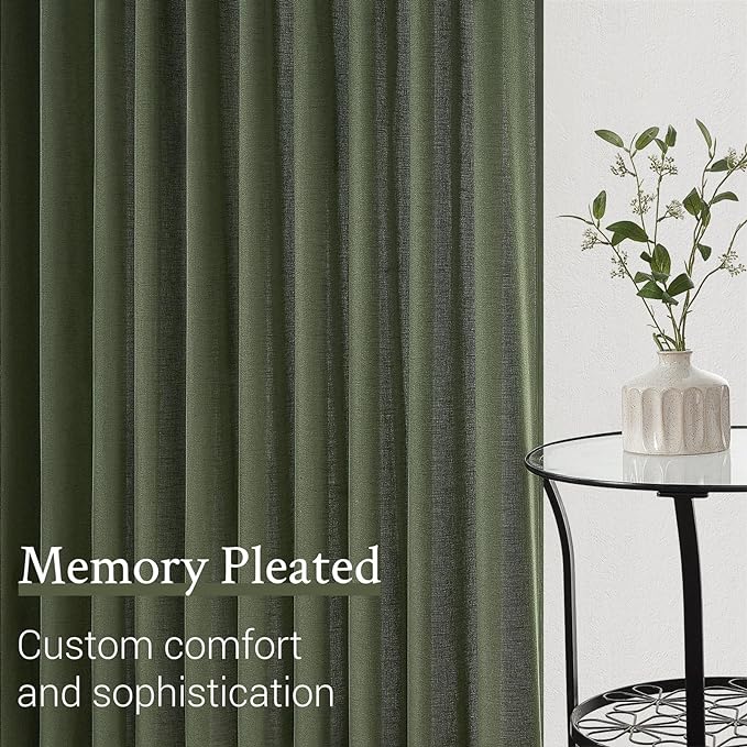 Topfinel Olive Green Pinch Pleated Curtains 105 Inch Length 1 Panels - Image 4