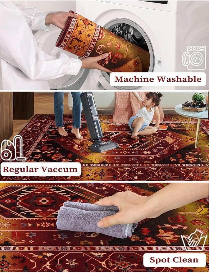 SERISSA 2'6"x14' Washable Non Slip Boho Runner Rug - Image 3