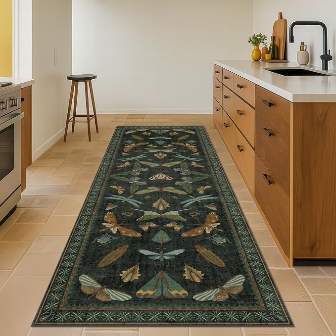 3x8 Dark Green Long Hallway Runner Rug - 8ft Washable Non Skid Wide Runner Rugs - Image 3