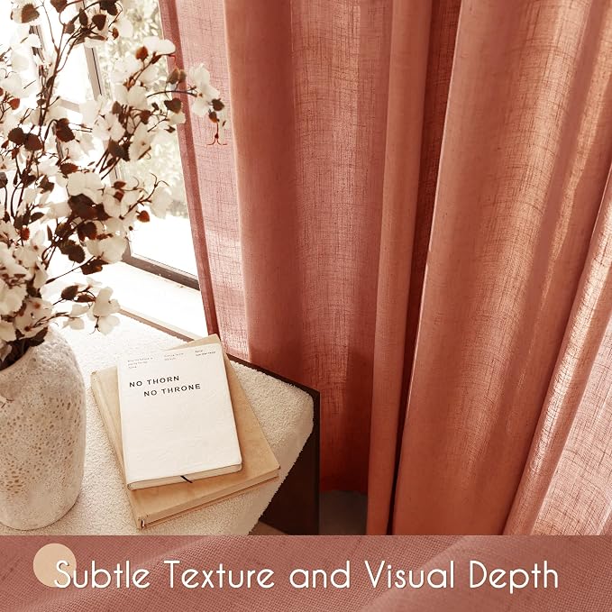 132 inch Linen Terracotta Curtains 2 Panels - Image 4