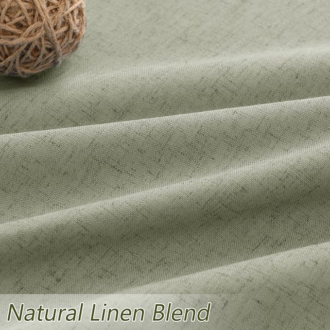 Sage Green 100% Blackout Linen Curtains 144 Inch Length 2 Panels Set - Image 6