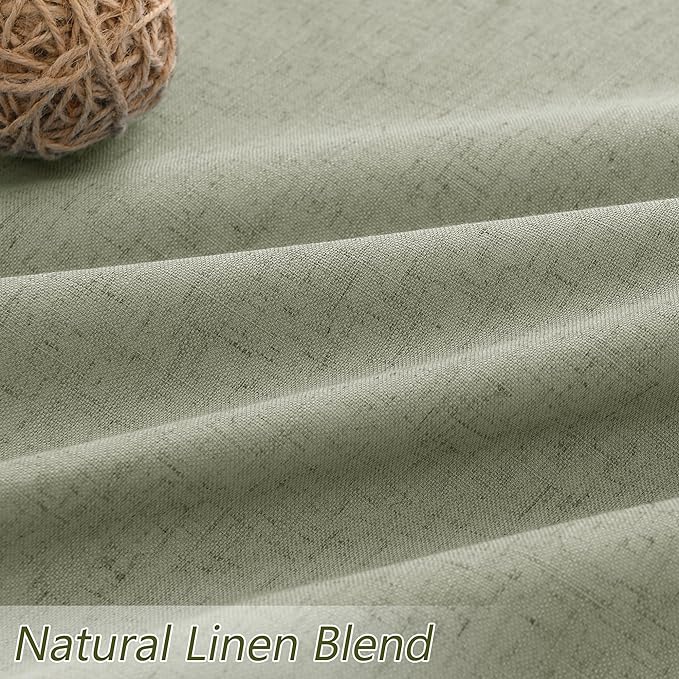 Sage Green 100% Blackout Linen Curtains 120 Inch Length 2 Panels Set - Image 5