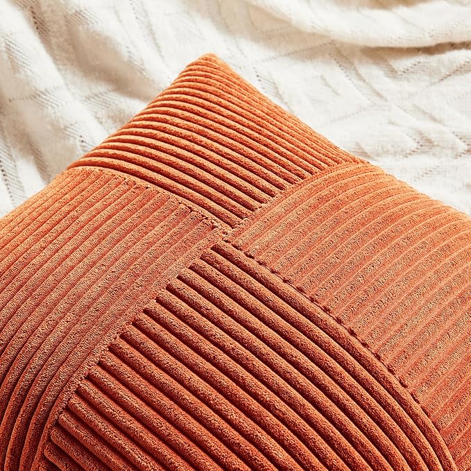 Fancy Homi Set of 2 Burnt Orange Lumbar Decorative Throw Pillow Covers 14x22 - Image 3