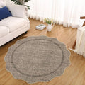 GarveeHome Scalloped Round Washable Rug, Soft Modern Round Rugs 5ft, Taupe | by GarveeHome