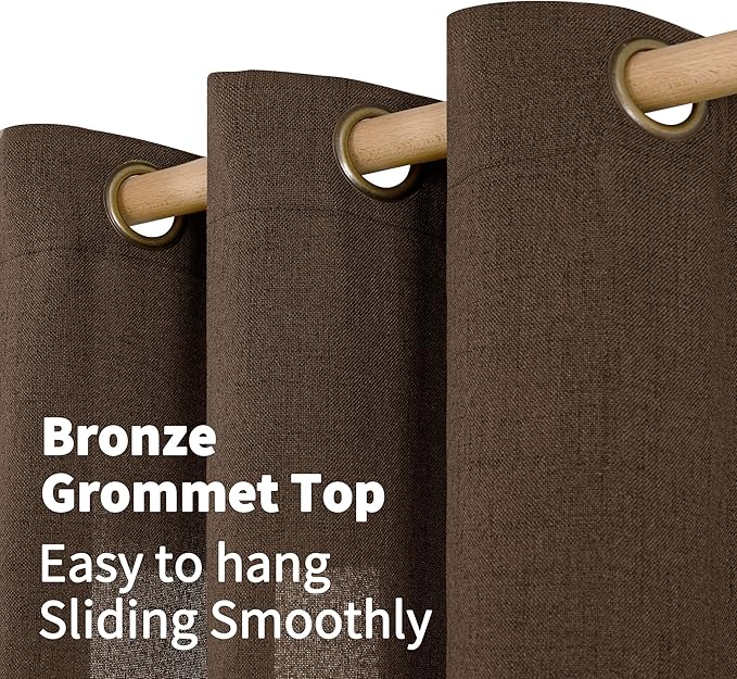 YoungsTex Brown Linen Curtains 36 Inch Length - Image 4