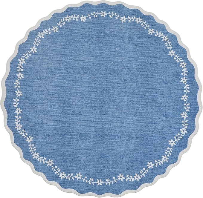 GarveeHome Round Area Rug 5ft Scalloped Washable Circle Rug - Image 4