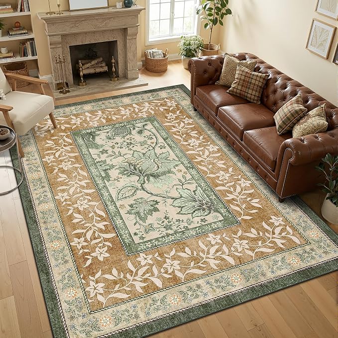 GarveeHome Terracotta Olive Sage Green 2x6 Washable Kitchen Runner Rugs Non - Image 5