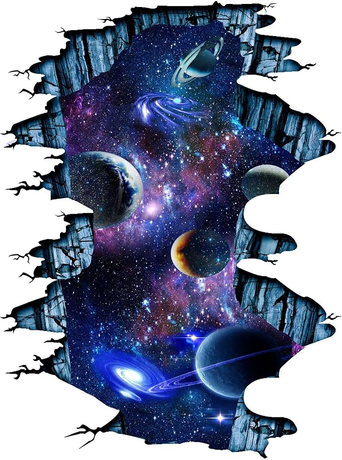 Quanhaigou Galaxy Wall Sticker,Space Wall Decal,Planet Wallpaper Decoration Decor
