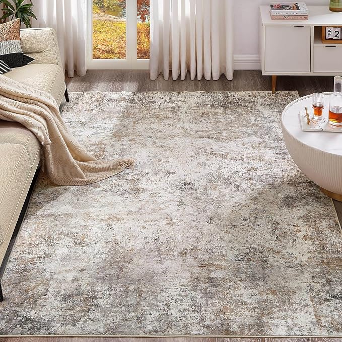 UERMEI 8x11 Area Rug Living Room Rugs Washable Neutral Brown Grey Carpet | by UERMEI