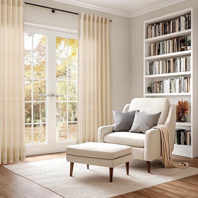 Nanspring Tan Linen Curtains 84 Inches Long - Image 6