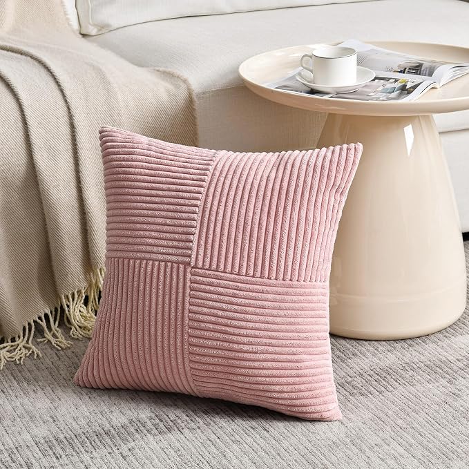 Fancy Homi 2 Packs Blush Pink Euro Decorative Throw Pillow Covers 26x26 Inch - Image 2