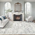 Soalmost Washable Area Rug 8x12 Large Soft Living Room Rugs Blue/Ivory | by Soalmost