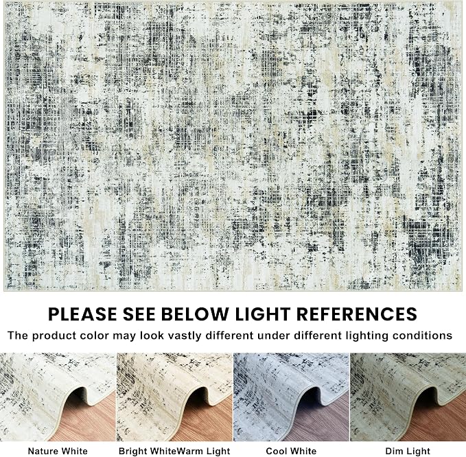 5x7 Area Rugs for Living Room Washable Rug: Anti-Skid Abstract Modern Living - Image 8