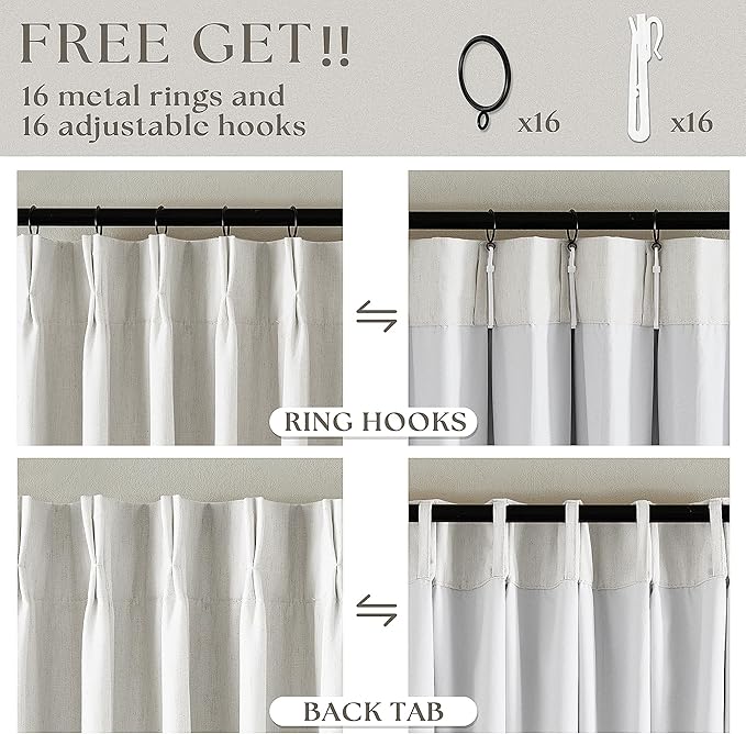 90 Inch Linen Blackout Curtains Pinch Pleated - Image 6