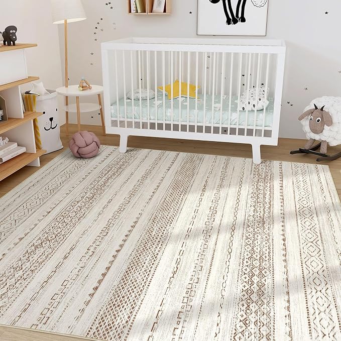 Nakagishi Area Rugs 8x10 Living Room: Washable Boho Large Neutral Soft - Image 7