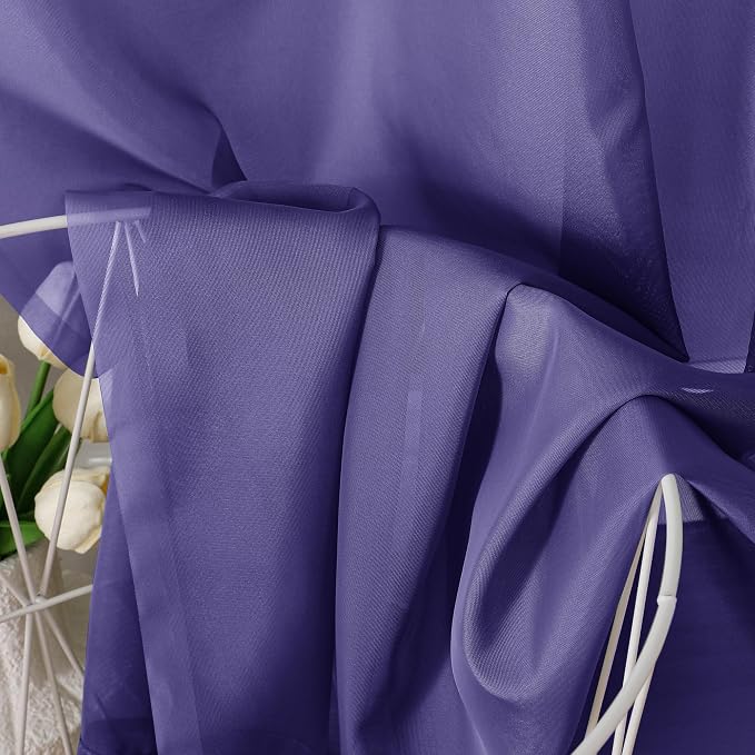Aiyufeng Purple Sheer Curtains 90 Inches Long 2 Panels Set, Light Filtering - Image 7