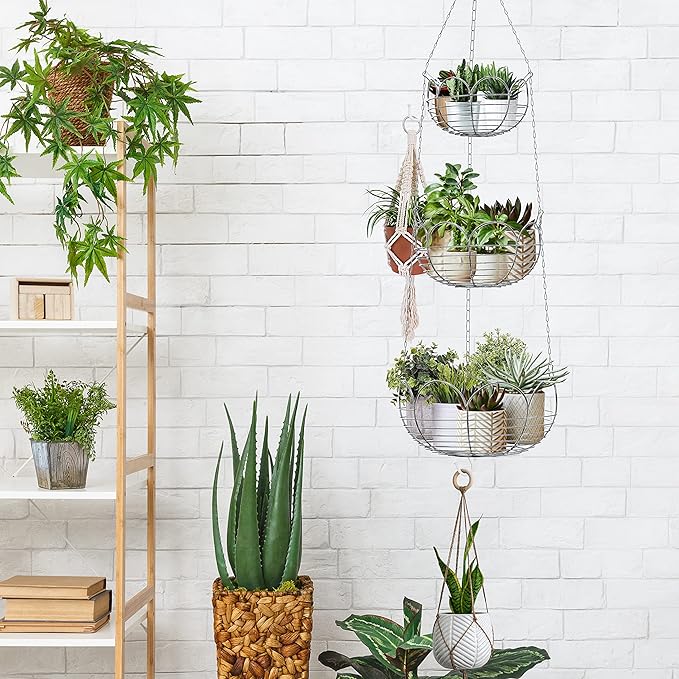 Simple Houseware Modern 3-Tier Hanging Fruit Basket, Chrome
