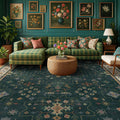 Hazo Haus Dark Green Oushak Living Room Rug 10x12 by HazoHaus