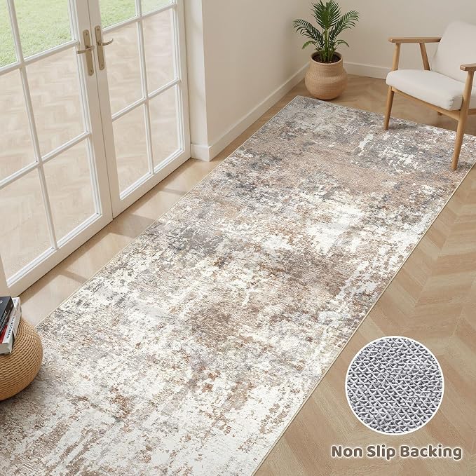 LOONGRUG Runner Rug 2x10 Washable Non-Slip Kitchen Neutral Modern Rug | - Image 2