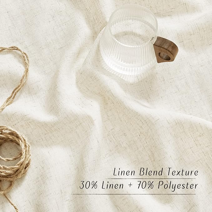 NICETOWN Flax Linen Semi Sheer Curtains 96 inches Long, Grommet Vertical Drapes - Image 3