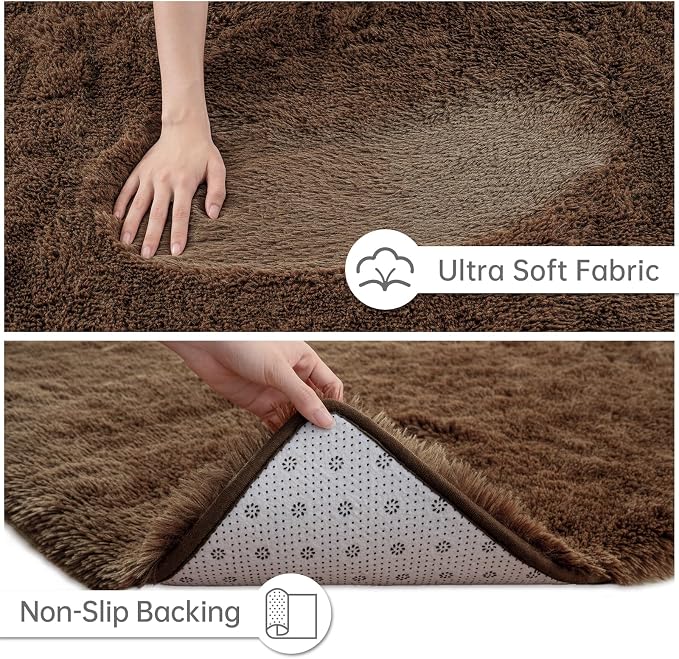 Goideal Fluffy Rug for Bedroom Living Room, 4x6 Brown Area Rugs, Faux Fur Shag - Image 6