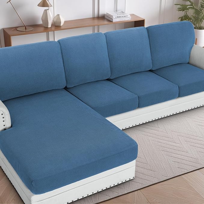 H.VERSAILTEX Sectional Couch Covers 4 Pieces Sofa Seat Cushion Covers L Shape by HVERSAILTEX