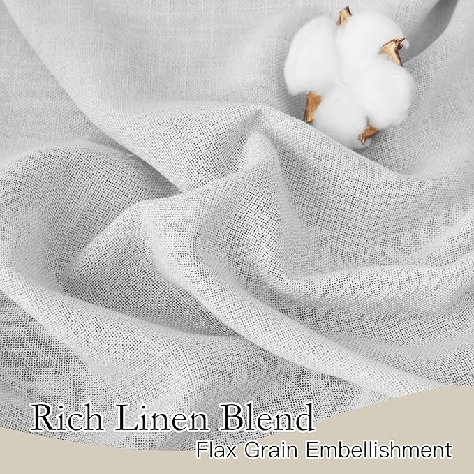 RYB HOME Linen Sheer Curtains for Living Room Textured Semi Sheer Curtains - Image 3